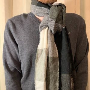 Express Black/White/Gray Plaid Scarf